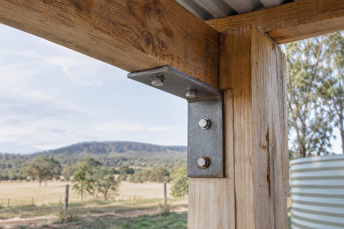 Finished steel bracket installed in its actual setting